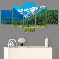 SIGNWIN 5 Panel Canvas Wall Art Modern Art Dramatic Farmhouse/Country Mountain Multicolor Nature Photography for Home Decorations Ready to Hang - 60