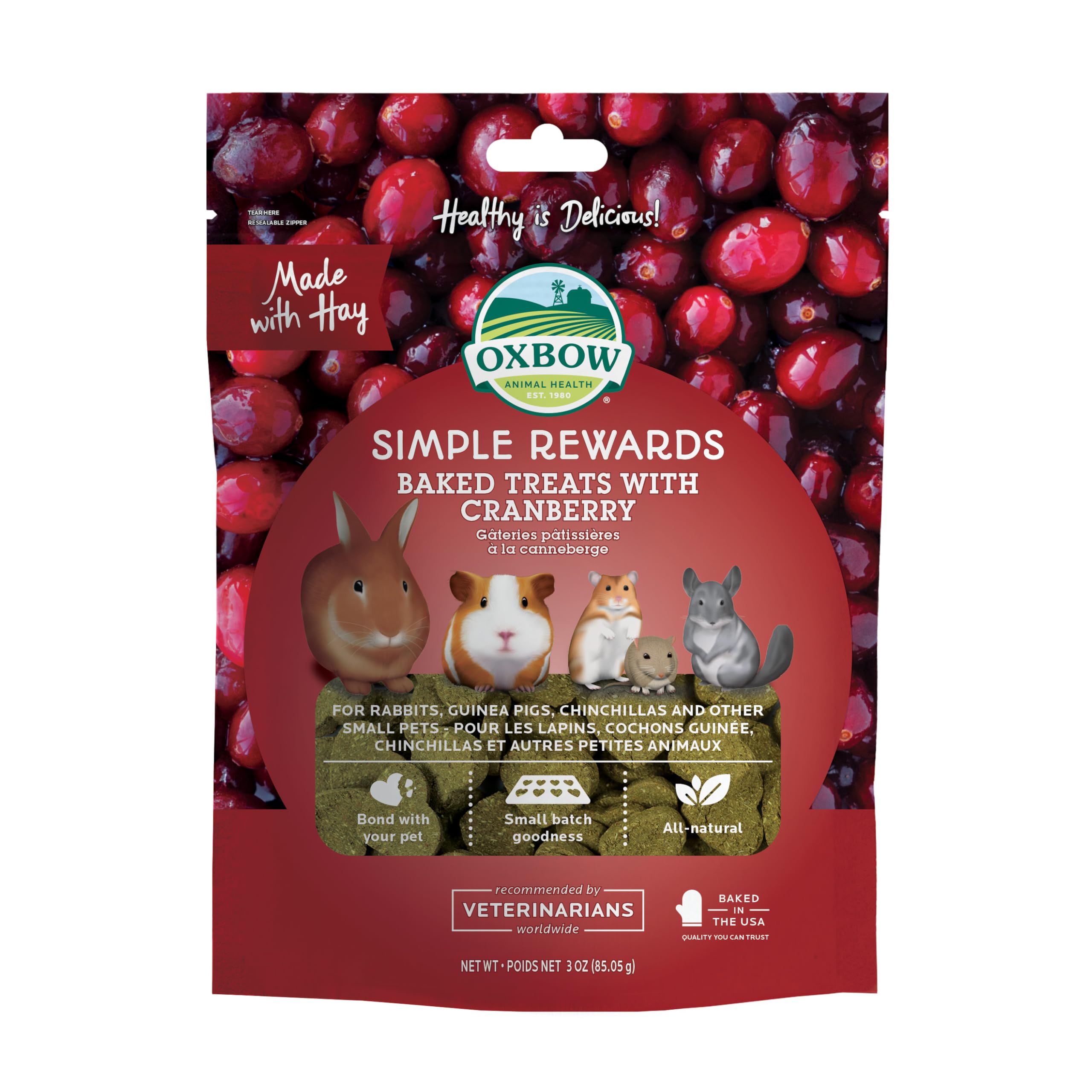 Oxbow Cranberry Simple Rewards Baked Treats,56.7 g (Pack of 1)