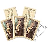 St Anthony Prayer Card - 5 Made in Italy Laminated St Anthony Card, The Lord's Prayer - Patron Saint of Lost Things Theme Cardstock for Devotion - 6 Items Set