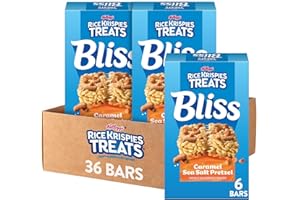 Rice Krispies Treats Bliss Crispy Marshmallow Squares, Snack Bars, Caramel Sea Salt Pretzel (6 Boxes, 36 Bars)