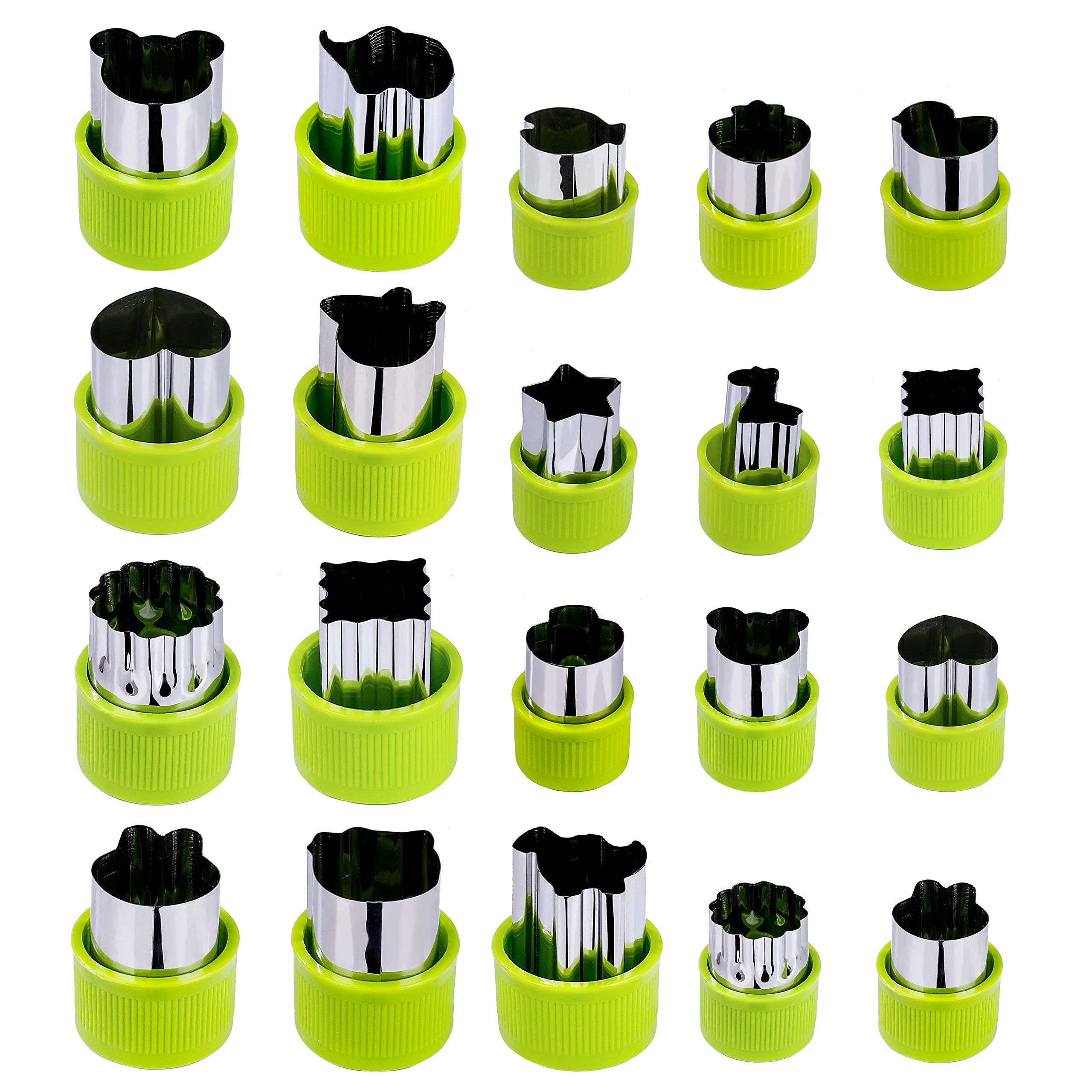Stainless Steel Fruit and Vegetable Cutters with Protective Handle for Cake Decorating Biscuits Fondant Cookie Pastries 20 Pieces