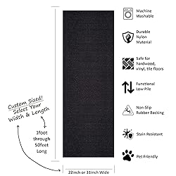 Custom Size Black Solid Plain Rubber Backed
