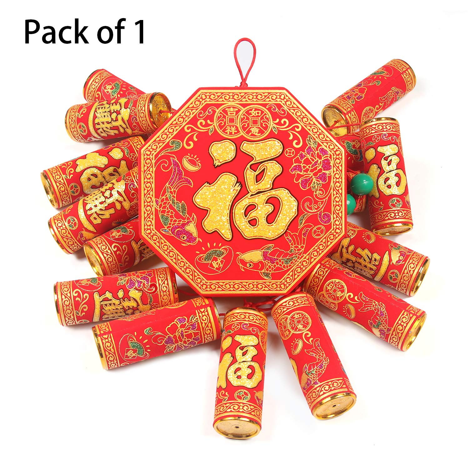 Ki Store Chinese New Year Hanging Decorations Large Firecracker Decor Traditional Red Lucky Oriental Pendant Ornaments For Spring Festival Lunar New Year Pack Of 1 Ornaments Home Kitchen