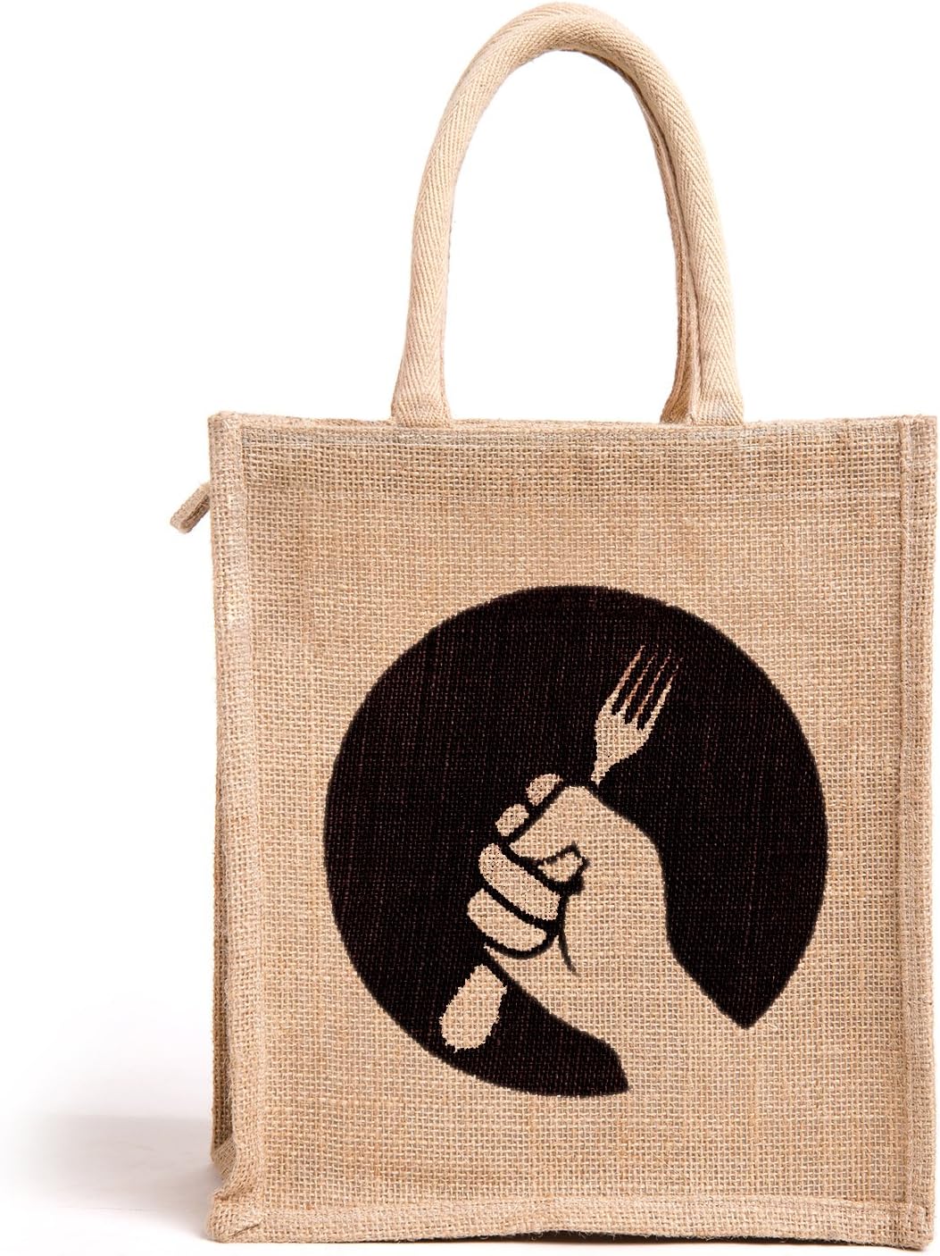 WMM Craft Jute Beige Lunch Bag for Men and Women - 11x9x6-inches