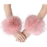 sy soul young Women's Faux Fur Wrist Cuffs Winter Fox Furry Wristbands Fluffy Fur Cuff Bracelet Arm Warmer Accessories