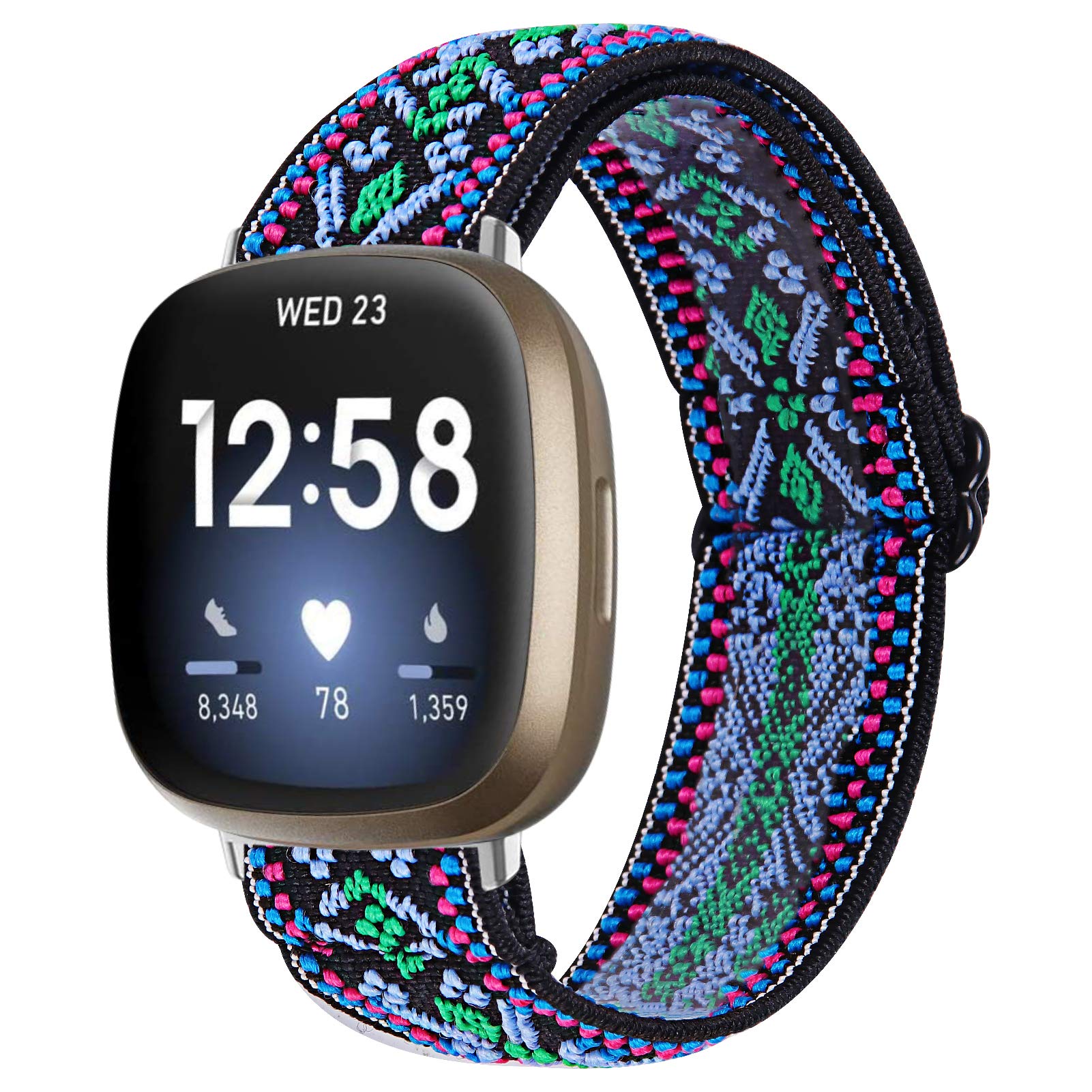 Gimart Sport Strap Compatible with Fitbit Versa 3 Strap, Women Men Woven Nylon Breathable Fabric Replacement Straps Band Wristband for Fitbit Sense/Versa 3 Smartwatch (Colorful)