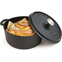 Cuisiland 4QT Cast Iron Dutch Oven with Lid – Pre-Seasoned Heavy-Duty Casserole Pot with Dual Handles & Stainless Steel Knob