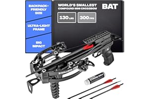BALLISTA BAT Compound Mini Crossbow - Small Crossbow for Hunting, Fishing and Target - 300 FPS, 130 Lbs, 2.46 lbs