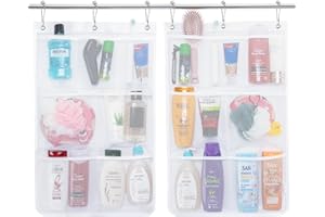 Lifewit Mesh Shower Caddy, 7 Pockets Hanging Shower Organizer with Quick Drying Mesh, Portable Space Saving Bathroom Organizer to Hold Soap, Shampoo and Cruise Ship Essentials, White, 2 Pack