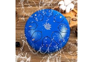 Eavnbaek Rain Chime Drum - 8 Note 6 Inch Rain Drum for Outside Garden, with Bag, Music Book, Drumsticks, Mallet Holder and Finger Paddles, Steel Tongue Drum for Gifts Yoga Education (Dark Blue)