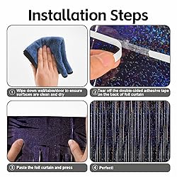 PABUES 5 Pack 3.3ft x 6.6ft Laser Black Tinsel