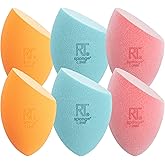 Real Techniques 6-Pack Makeup Sponges for Foundation, Cruelty-Free | Blend and set with ease using a makeup sponge set for liquid, cream and powder, powder sponge and 3-point design