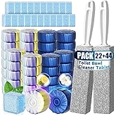 Nunemosk 68 Pack Toilet Bowl Cleaner, 44PCS Toilet Bowl Cleaner Tablets with 22PCS Toilet Tank Cleaners Tablets with bleach & 2 Pumice Cleaning Stone, Multipurpose Bathroom Cleaners