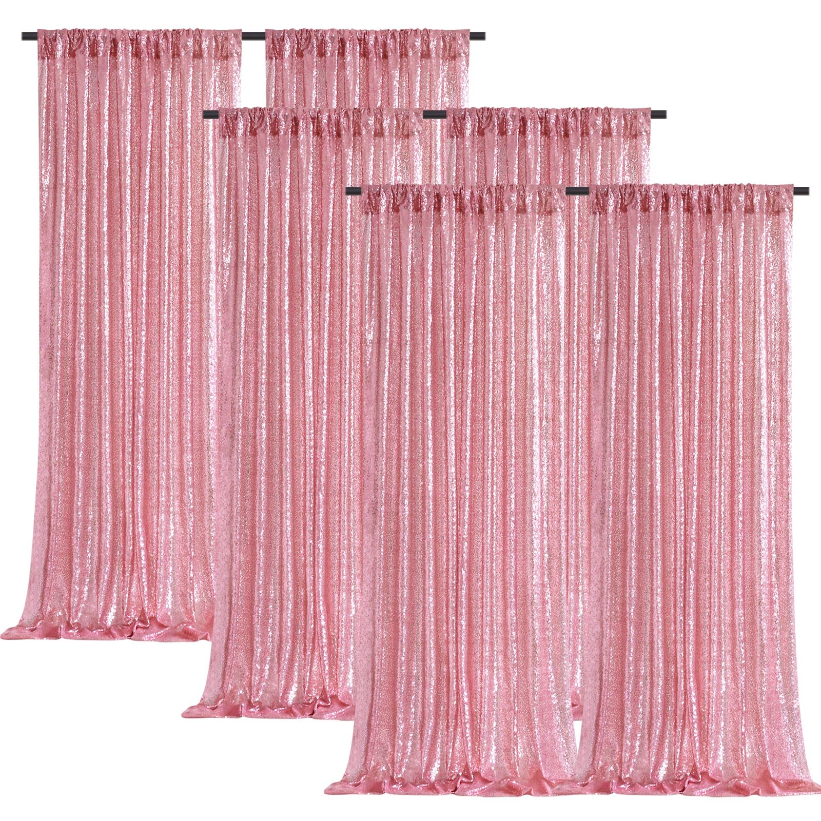 Photo 1 of B-COOL Sequin Backdrop Curtain: 6 Panels 2ftx8ft Fuchsia Pink Curtain Background for Birthday Parties Decorations