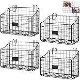Blulu 4 Pcs Wire Wall Basket, Black Metal Grid Basket with Hooks Wall Hanging Storage Accessory for Vendor Trade Shows Kitchen Bathroom Pantry Supplies(11 x 8 x 6 Inch)