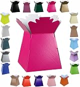 LARRYROO Glossy Vibrant Bouquet Box Vase Fuchsia 24.5cm High