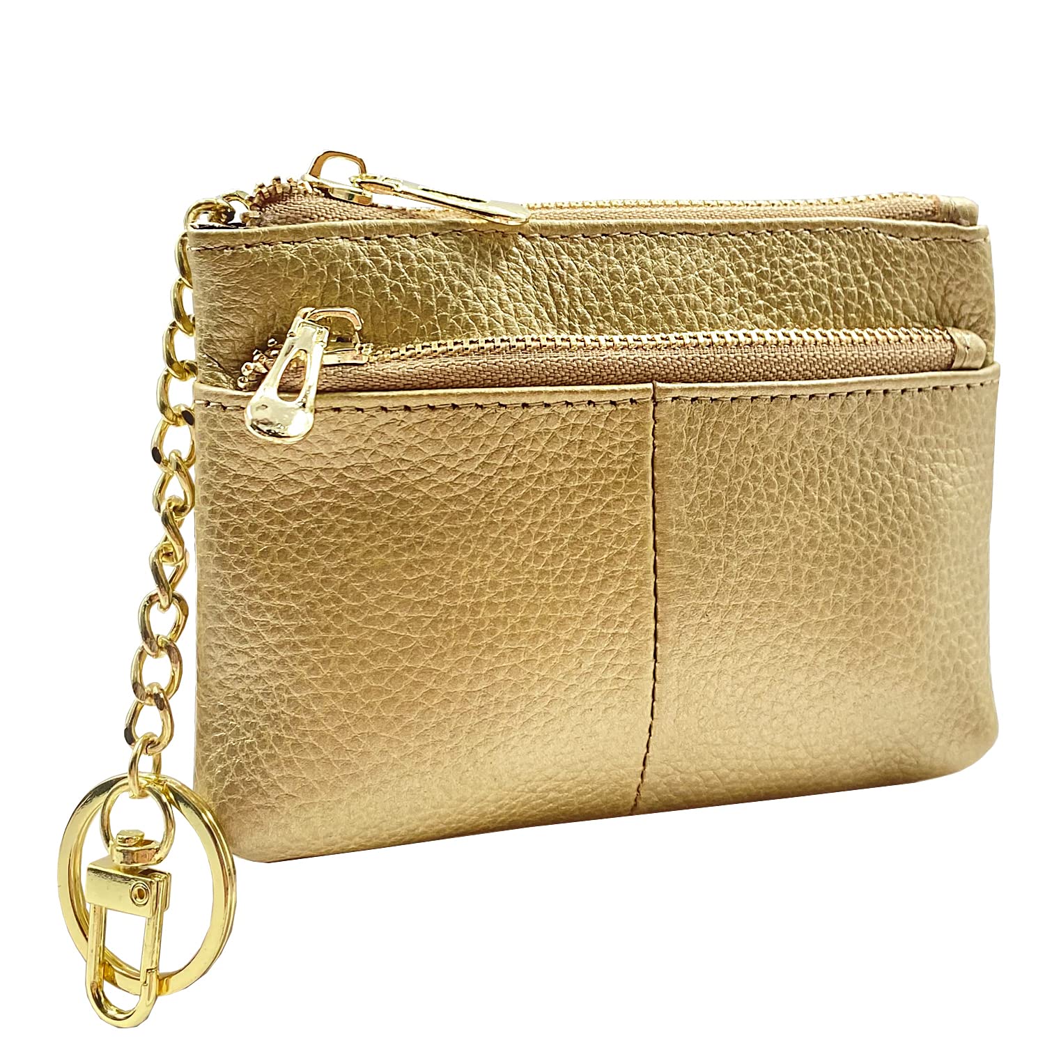 Beurlike Womens RFID Coin Purse Change Wallet Small Leather Card Holder Keychain, Gold, S, Fashion