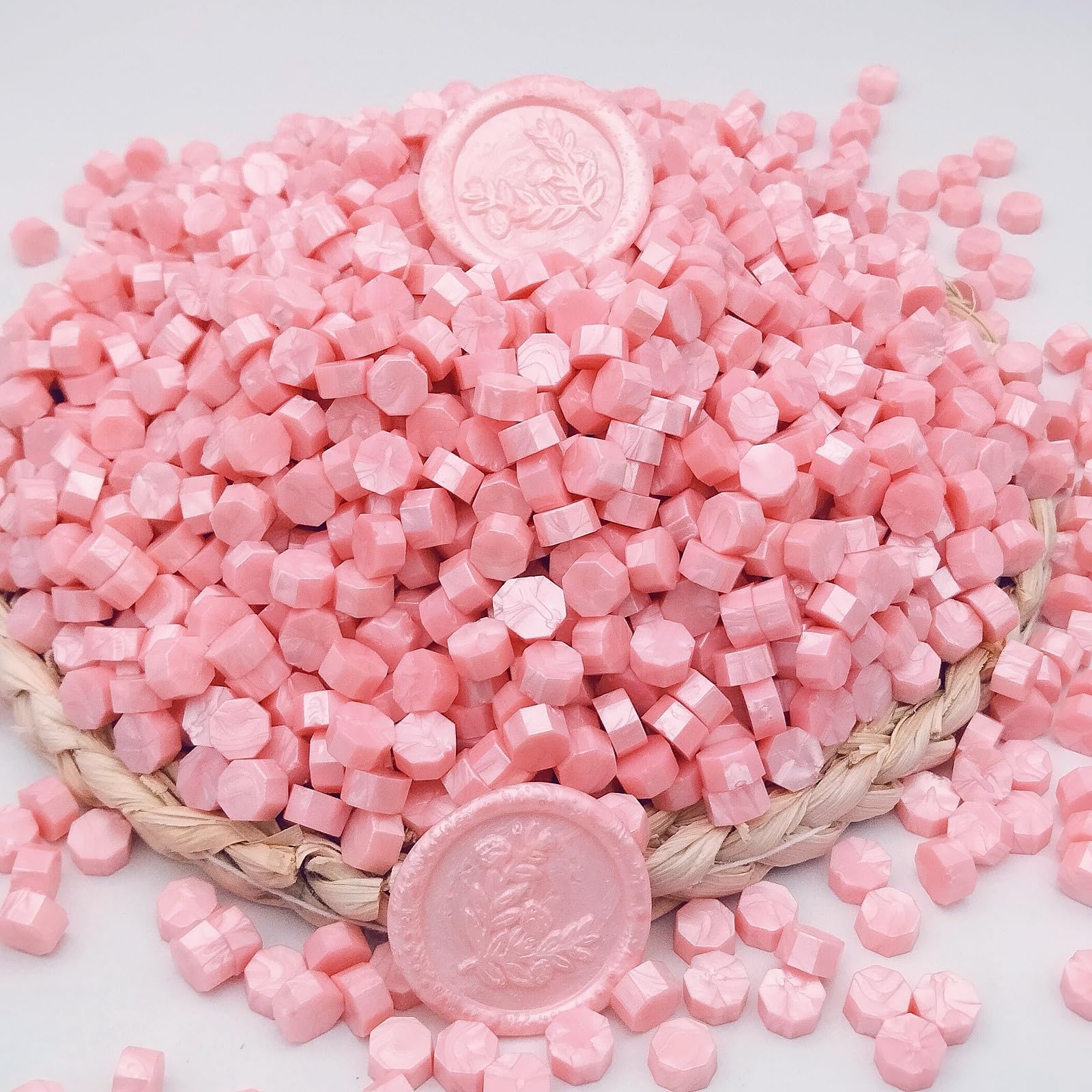 Sealing Wax Beads, Pearl Pink, 600Pcs for Wax Seal Stamp - Kit Perfect for Wedding Invitations, Christmas Envelopes