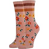 Women’s Colorful Patterned Dress Socks, Cool Casual Fashion Crew Socks, Full Bloom