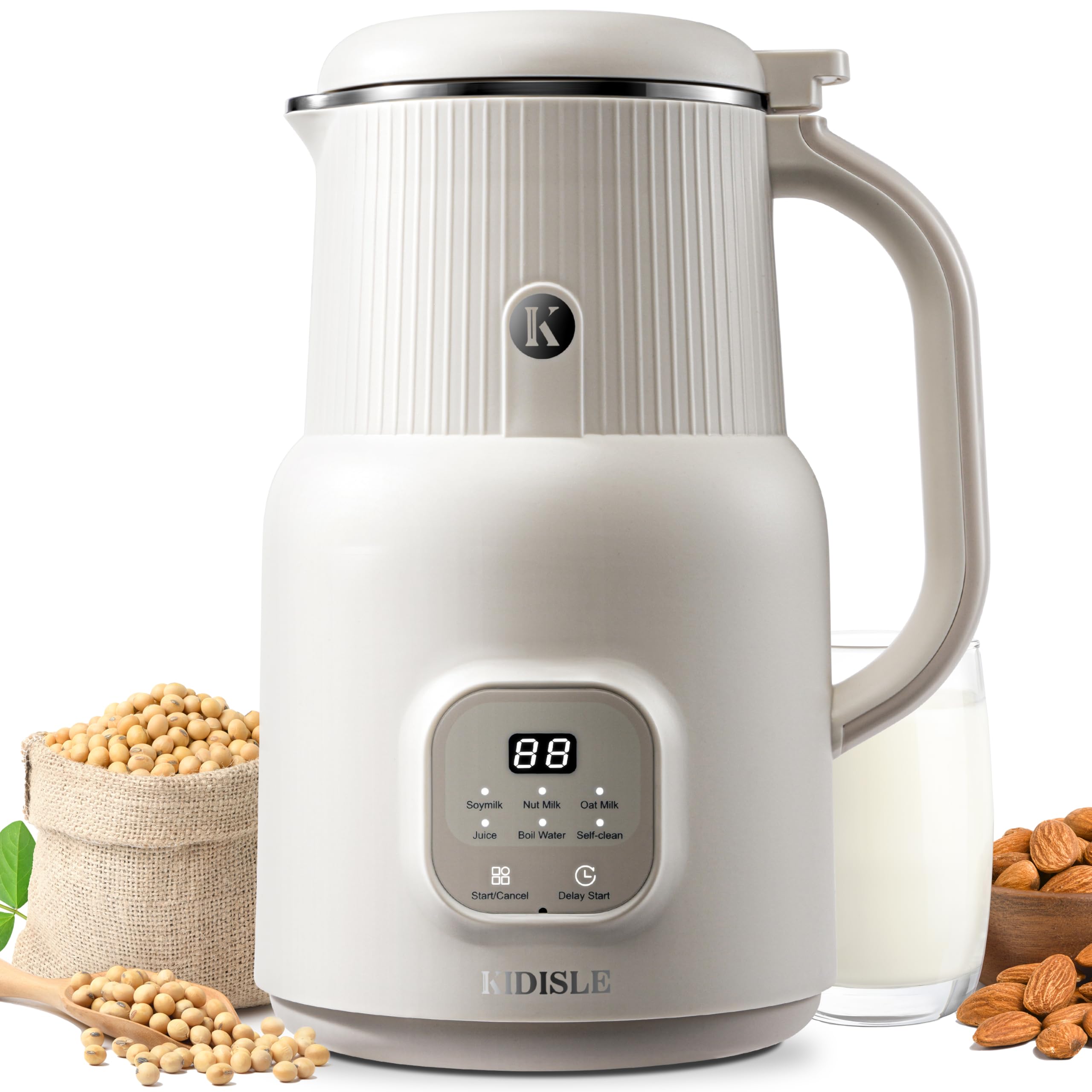 Photo 1 of KIDISLE Automatic Nut Milk Maker, 20oz Homemade Almond, Oat, Coconut, Soy, Plant Based Milks and Non-Dairy Beverages with Delay Start/Keep Warm/Self-Cleaning/Boil Water, White