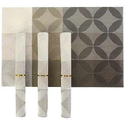 Hokipo Pvc Dining Table Kitchen Placemats, 45 X 30 Cm, 4 Pieces, 1 Set - Grey