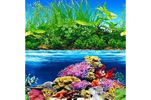 ELEBOX New 20" x 48" Fish Tank Background Paper Wallpaper 2 Sided Colorful Seaweed Water Plants Aquarium Background Picture