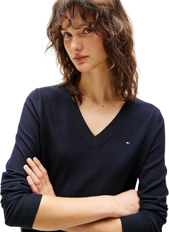 Damen Pullover Co Jersey Stitch Sweater V-Ausschnitt, Blau (Desert Sky), XXS — Foto 3 von 5