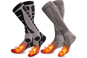 NOVAYARD Merino Wool Ski Socks 2 Pairs Mens Womens Over the Calf Thermal Socks for Snowboarding Hiking Skiing