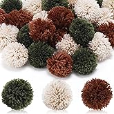 Hahafelt 30 Pcs Christmas Large Fall Yarn Pom Poms for Crafts Bulk Pompoms Fuzzy Colorful Balls for DIY Hats Craft Cat Xmas Party Hanging Decorations (3.5 '',Boho)