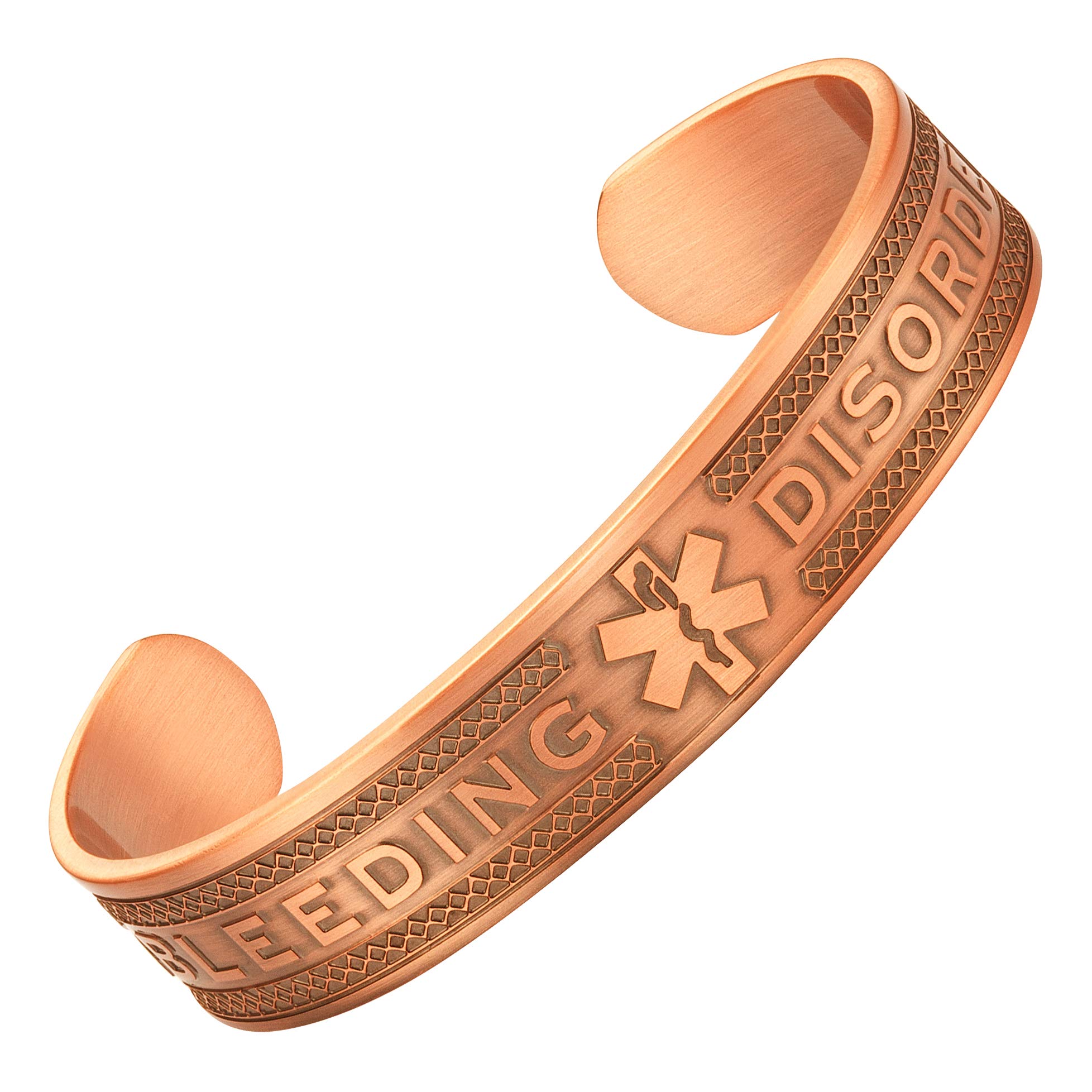 Agneti Bleeding Disorder Pure Copper Medical Alert ID Bangle Bracelet for Men and Women with Free Medical Card