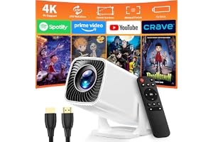 Mini Projector 4K Support, Portable Projector Full HD 1080P Support | Short Throw, 270° Rotation, Outdoor&Indoor, Ceiling Pro