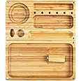 ARRAWIS Combo Storage Box - Multipurpose Decorative Box with Removable Tray, Magnetic Lock, 2 Glass Jars - Bamboo Box (Natural Box) (Foldable Tray)