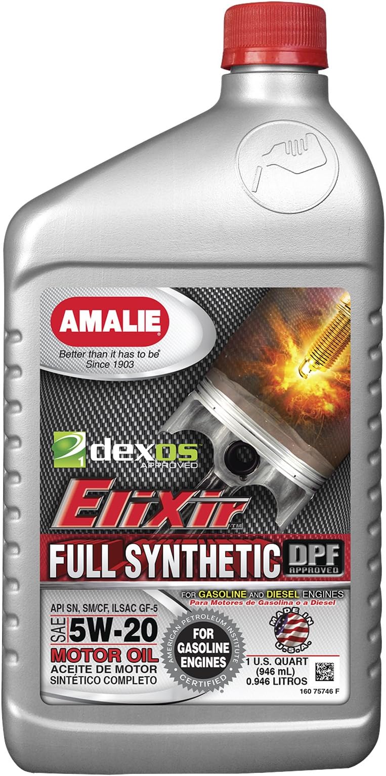 Amalie Elixir 5W20 Dexos1 Full Synthetic Oil - 12-1 quarts