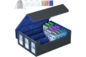 SENVINI 3-Row Trading Card Storage Box, Bulk Cards Case for 2400+ Mtg tcg Magic Playing Game Card Organizer, Commander Deck Box with 3 Supports & 24 Dividers & Dice Bag