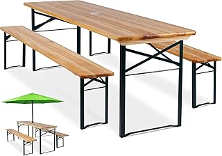 KESSER® Bierzeltgarnitur 3 teilig Gartenmöbel-Set | Klappbar 170 x 46 x 75cm | 2X Bierbänke 1x Biertisch | Festzeltgarnitur Biertisch Stehtisch Sitzgarnitur Holz
