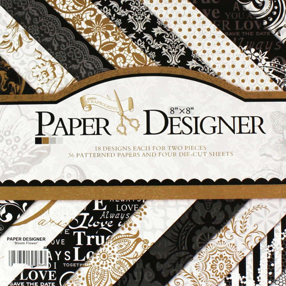 S&B 40 Sheets Vintage Scrapbook Paper Pad 8" x 8" Classic