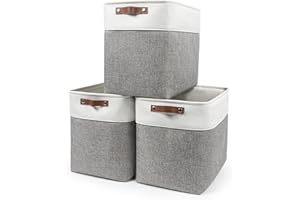 Bagnizer Large Fabric Storage Baskets | 50L Storage Bins, Decorative Linen Closet Baskets with Handles for Organizing, Shelf,