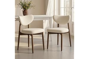 VASAGLE Wooden Dining Chairs Set of 2, Upholstered Kitchen Chairs with Solid Wood Legs, Ergonomic Curved Backrest, Built-in H