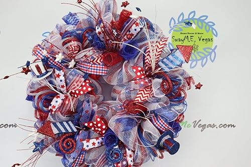 Amazon Com Fourth Of July Deco Mesh Wreath Patriotic Wreath