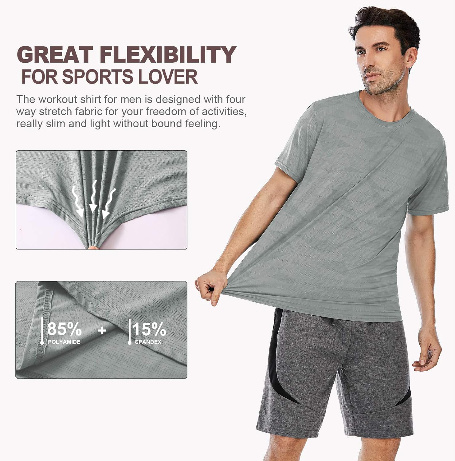 Men's Athletic T-Shirts, Cool Dry Fit Short Sleeve Workout Shirts, Crew Neck Sports Gym Running Fitness Tee Tops: Clothing