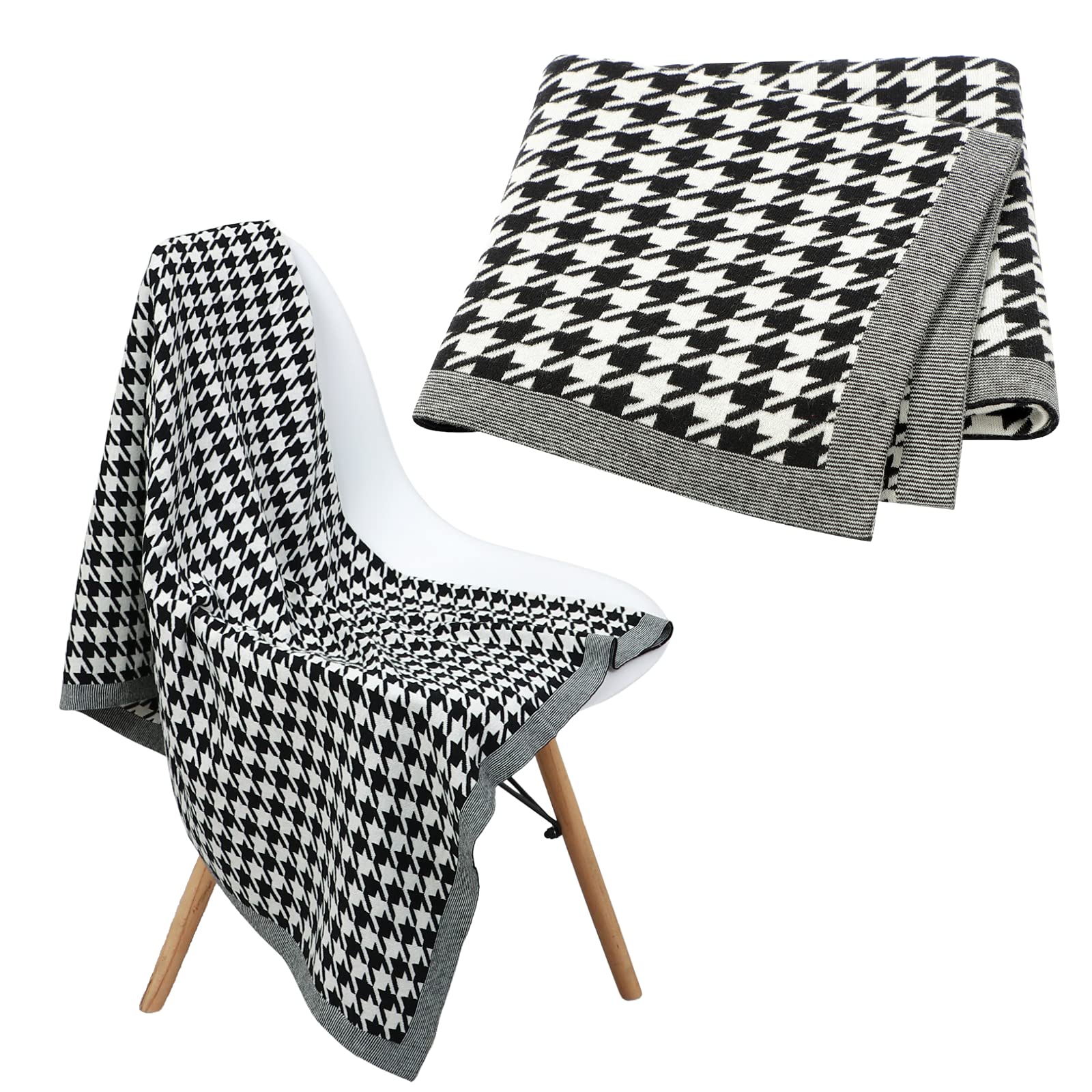 LAWKUL Baby Blanket 100% Cotton Knitted Blankets Black Baby Essentials for Newborn Baby Unisex Muslin Blanket Soft Swaddle Blanket Infant Toddle Comforter Boy Girls 100x80cm