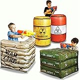 NINOSTAR Pack of 4 Combat Battlefield Inflatables, Compatible with Nerf, Laser tag, Water Gun, Dart Gun, Perfect for Boys and