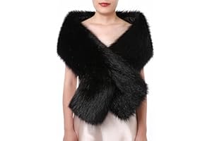 Dikoaina Women's Winter Fake Faux Fur Scarf Wrap Collar Shawl Shrug
