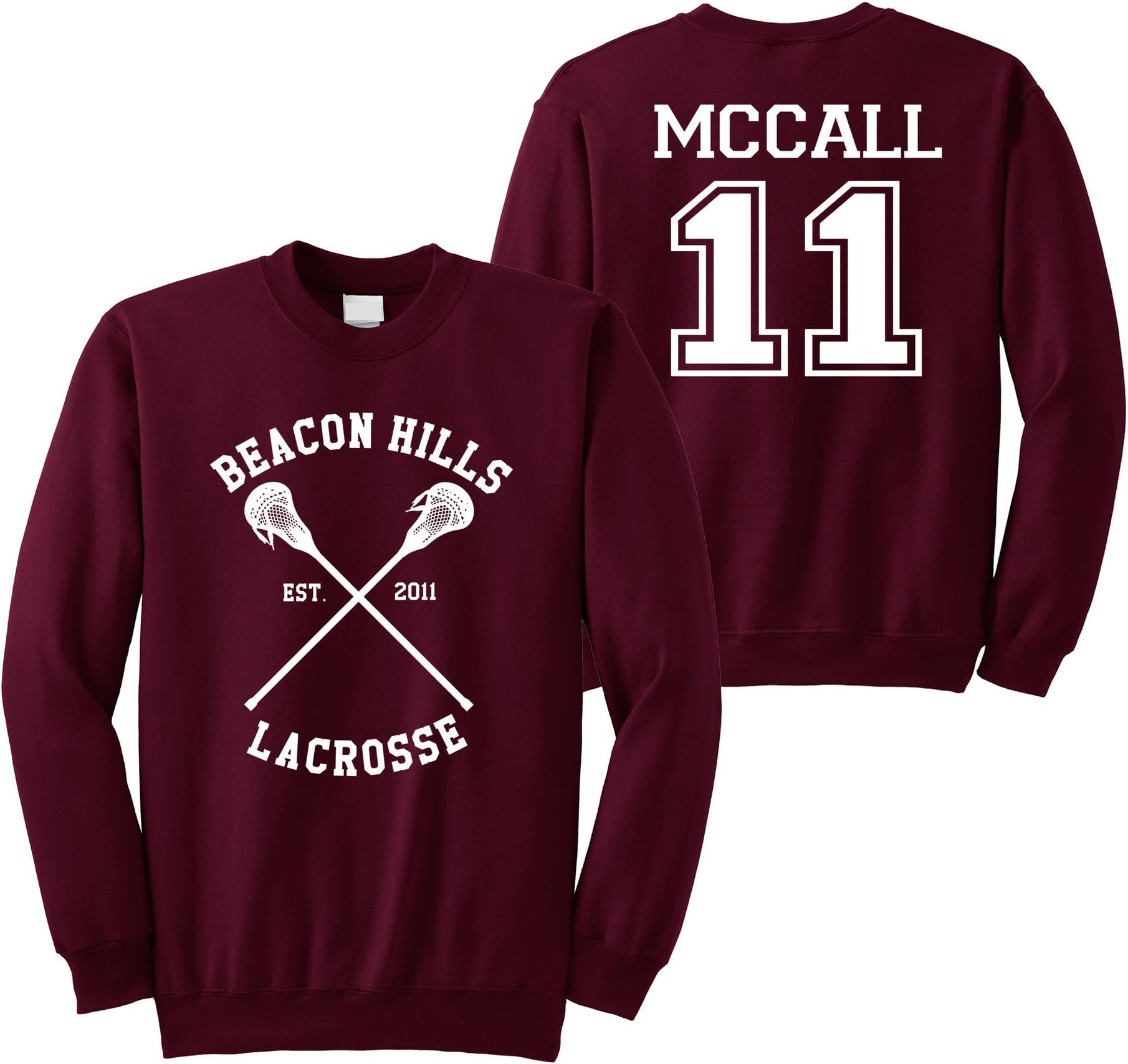 Superior Apparel McCall 11 Lacrosse Beacon Hills Adult Crewneck Sweatshirt