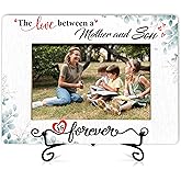 QUDNCR Mom Wooden Picture Frame Gifts, The Love Between A Mother And Son Is Forever Frames, Gifts for Birthday Mother's Day Christmas, 4x6 Inch Photo Frame For Home Tabletop -02