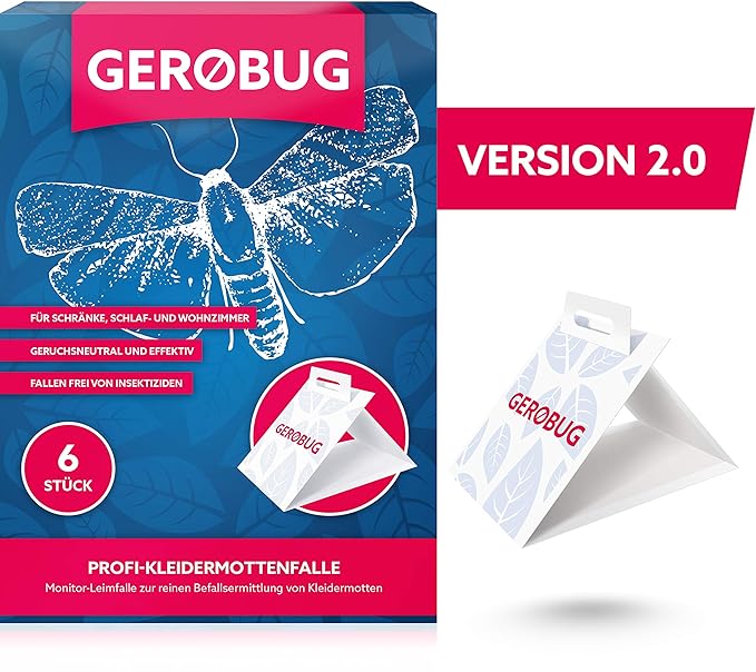 Kleidermottenfalle = 6 Stück für effektiven Nachweis + Gratis E-Book - Mottenschutz für den Kleiderschrank +