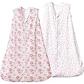david's kids 100% Organic Cotton Baby Sleep Sack 12-18 Months, Ultra Soft Baby Wearable Blankets with 2-Way Zipper, 2 Pack Comfy Toddler Sleeping Bags for Boys Girls Neutral, Large Size, Floral