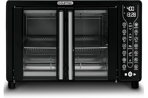 Gourmia Toaster Oven Air Fryer Combo 17 cooking presets 1700W french door digital air fryer oven 24L capacity accessories, co