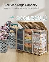 SONGMICS Laundry Basket 200 L Rattan Style With Lid Handles Foldable LCB320Y01 view 5