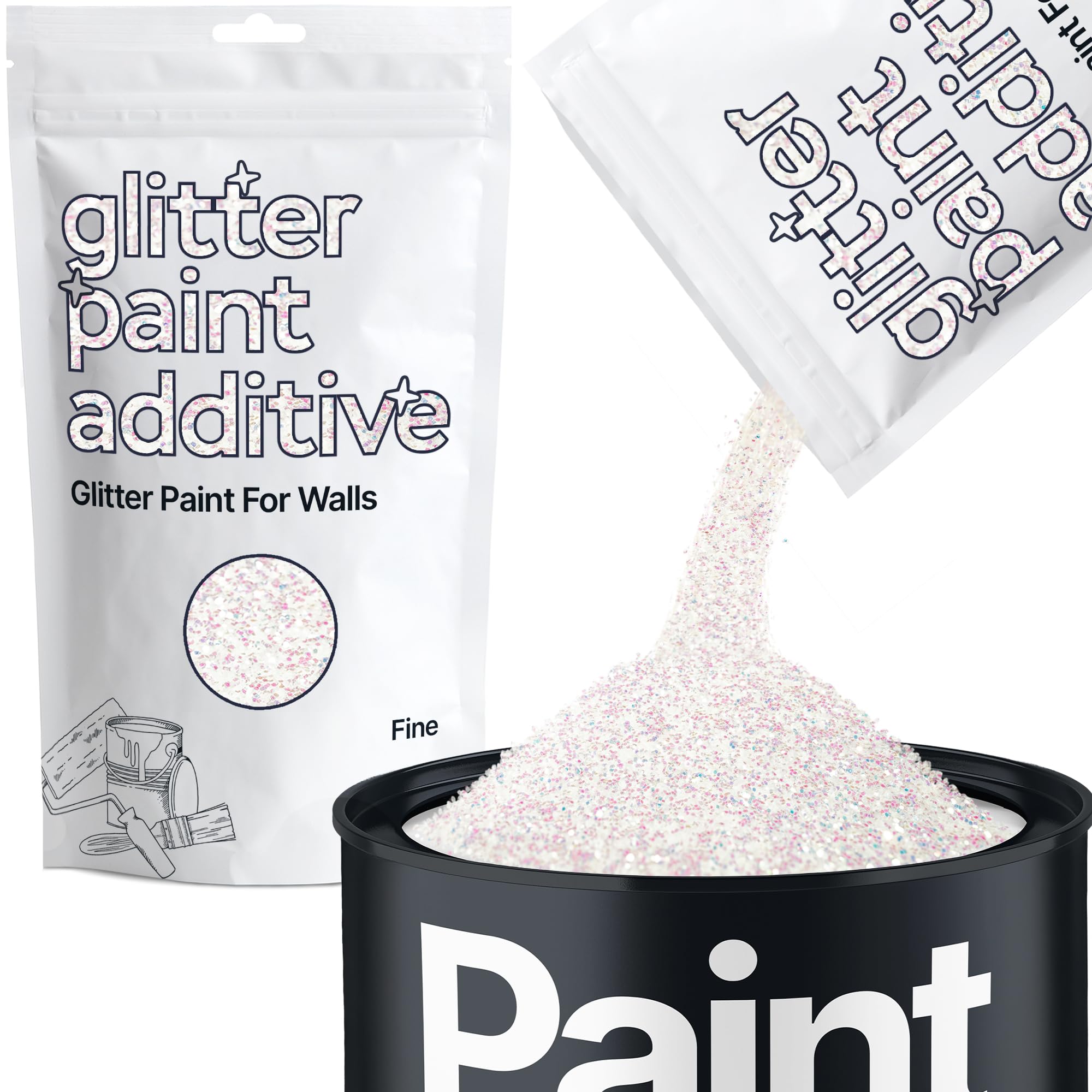 Hemway Mother of Pearl Iridescent Glitter Paint Additive Fine 100g for Adding Sparkle to Paints & Varnish | Paint Walls Sparkly Add to Emulsion, Acrylic or Lacquer Indoor